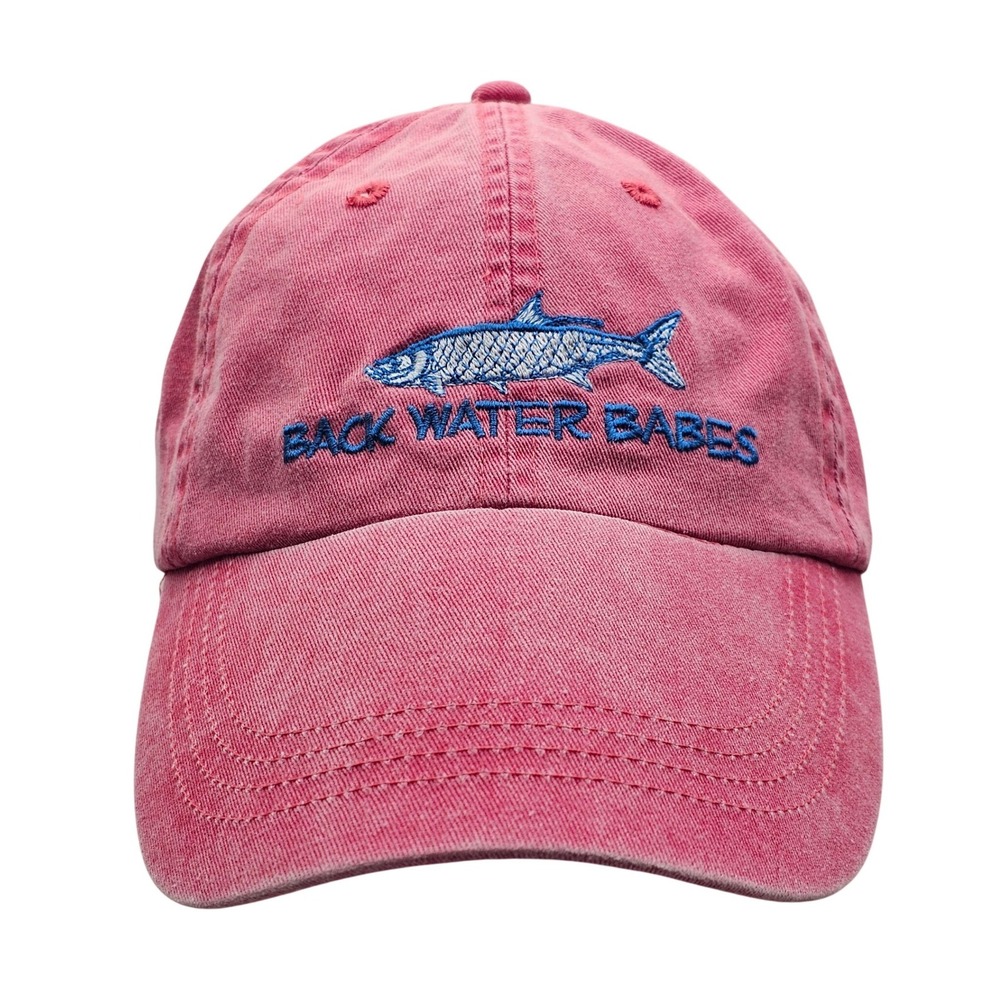 Anvil Back Water Babes Women OS Fish Embroidered Hat Pink Cotton Twill 2024